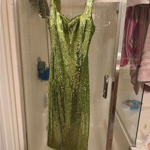 Fashion Nova Sparkling Green Midi Dress
